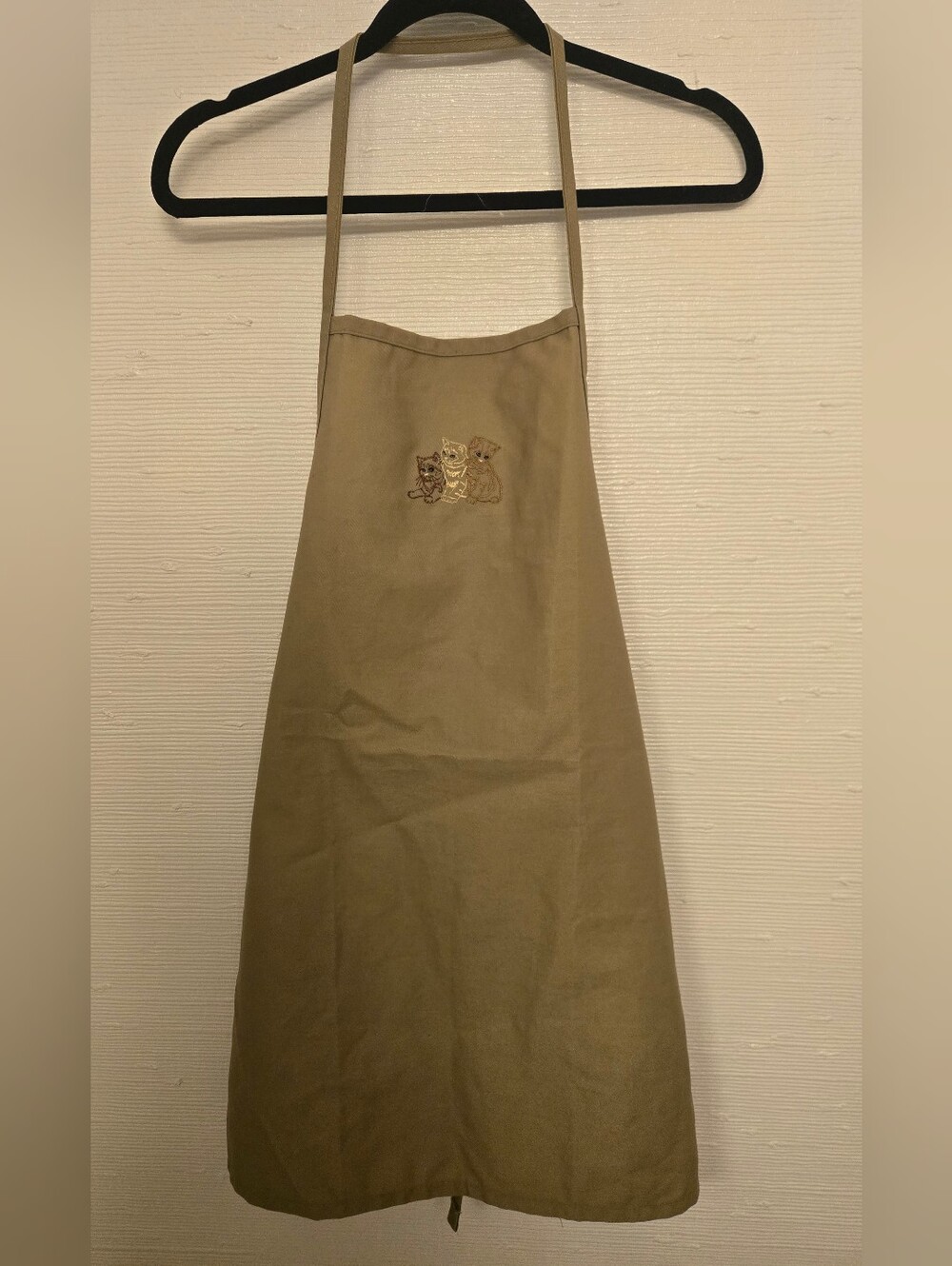 Tan Cat Embroidered Kitchen Apron